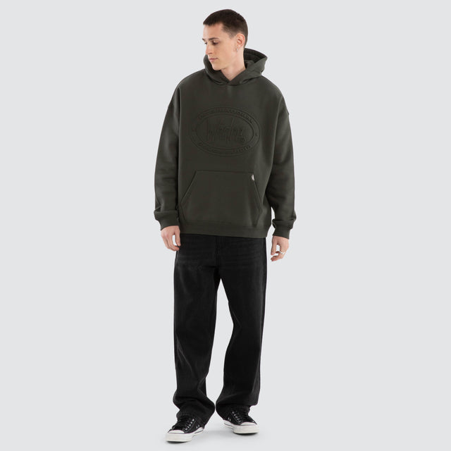 model wears Minted Relaxed Hoodie Ink Jumpers Green - image 5