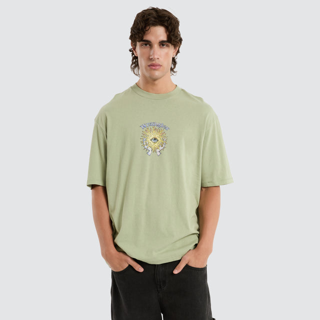 model wears Sun Orb Slacker Tee Green T-Shirts Green - image 1
