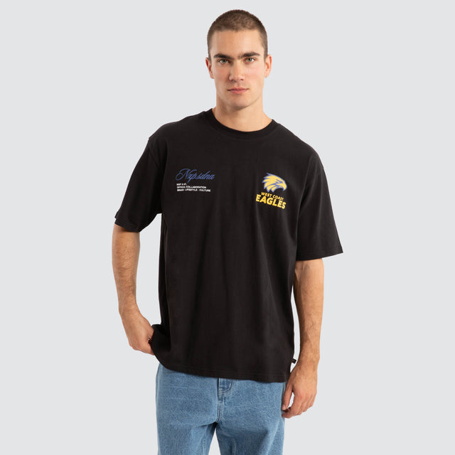 model wears West Coast Eagles AFL Season Tee Jet Black T-Shirts Black - image 2