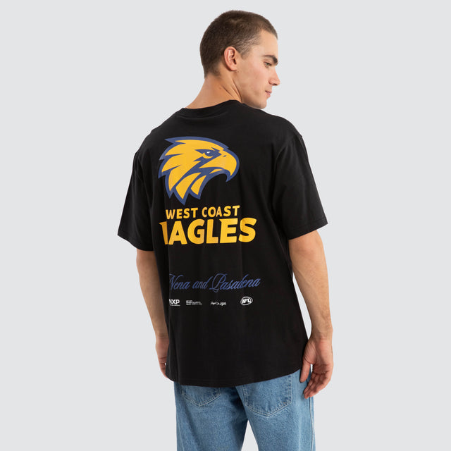 model wears West Coast Eagles AFL Season Tee Jet Black T-Shirts Black - image 1