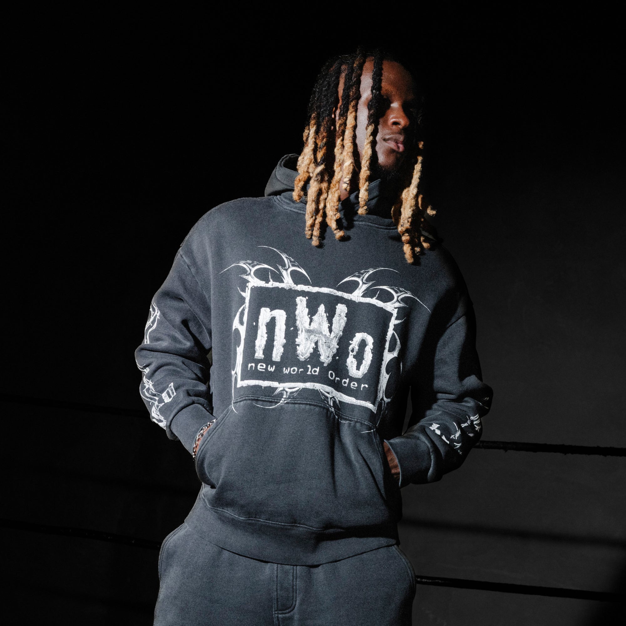 WWE x KSCY NWO 4 Life Oversized Hoodie in Black | Neverland Store
