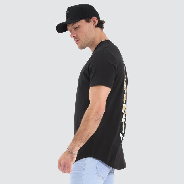 model wears Aragorn Dual Curved Tee Jet Black T-Shirts Black - image 4