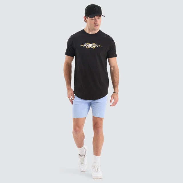 model wears Aragorn Dual Curved Tee Jet Black T-Shirts Black - image 5
