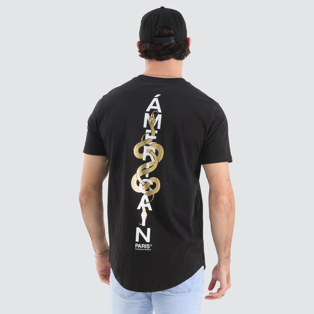 model wears Aragorn Dual Curved Tee Jet Black T-Shirts Black - image 1