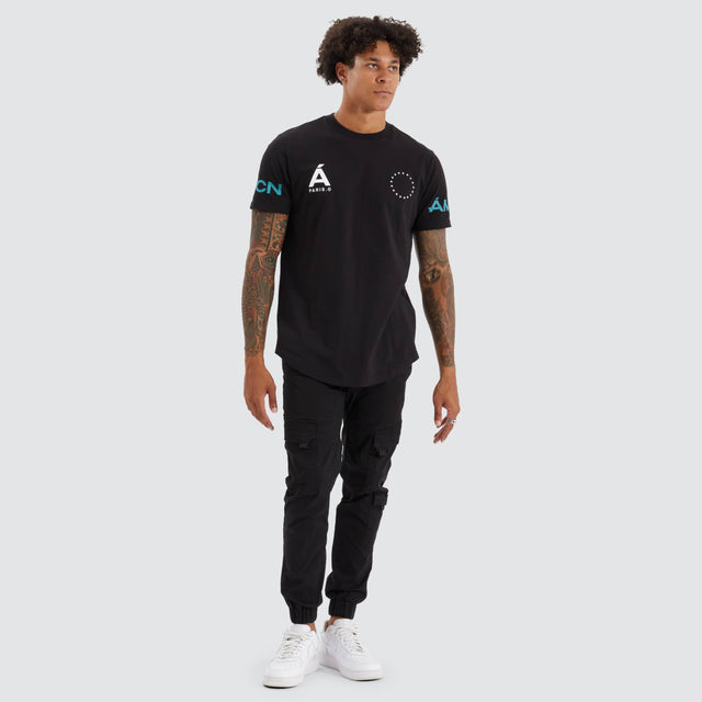 model wears Ardill Dual Curved Tee Jet Black T-Shirts Black - image 4
