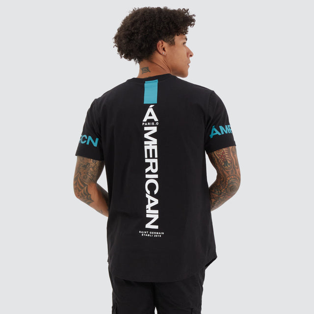 model wears Ardill Dual Curved Tee Jet Black T-Shirts Black - image 1