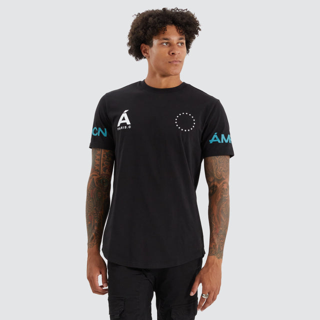 model wears Ardill Dual Curved Tee Jet Black T-Shirts Black - image 2