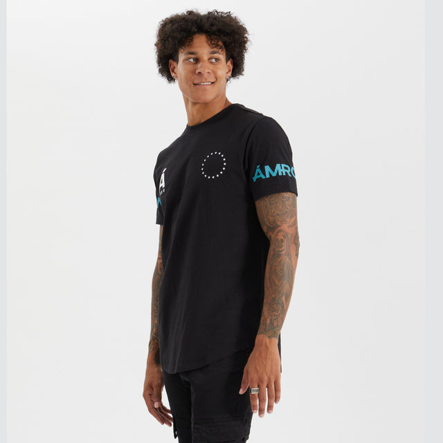 model wears Ardill Dual Curved Tee Jet Black T-Shirts Black - image 5