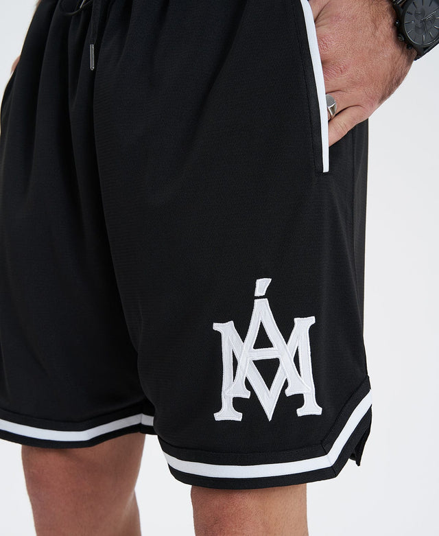 model wears Banner Basketball Shorts Black Shorts Black - image 2