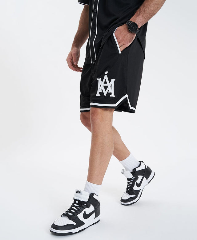 model wears Banner Basketball Shorts Black Shorts Black - image 8