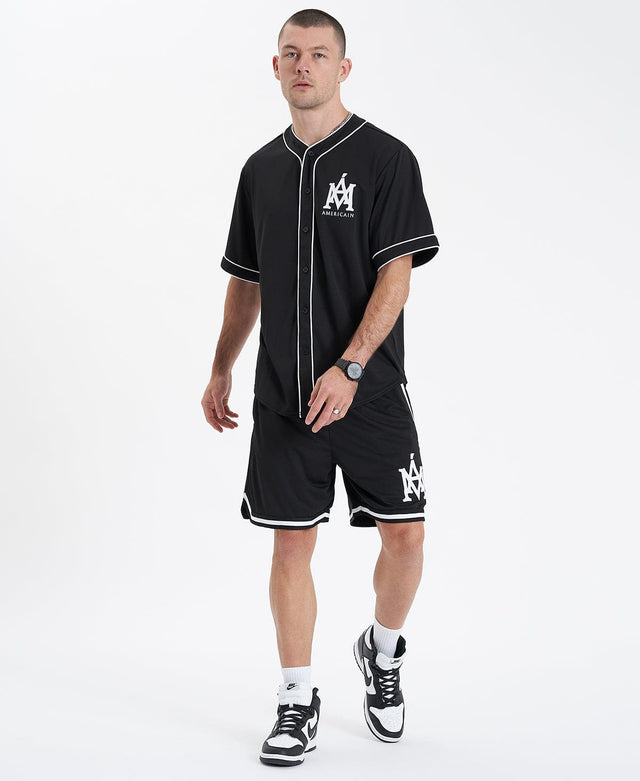 model wears Banner Basketball Shorts Black Shorts Black - image 6