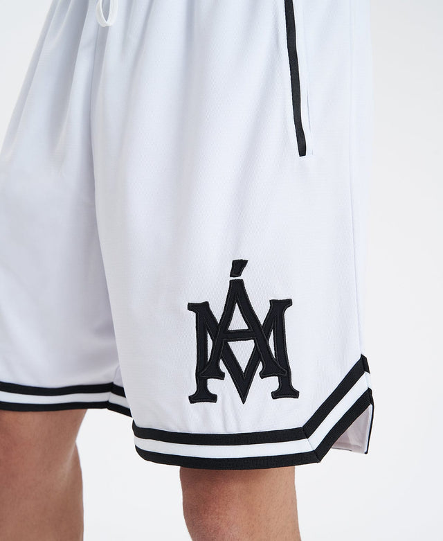 model wears Banner Basketball Shorts White Shorts White - image 2