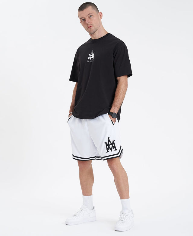 model wears Banner Basketball Shorts White Shorts White - image 3