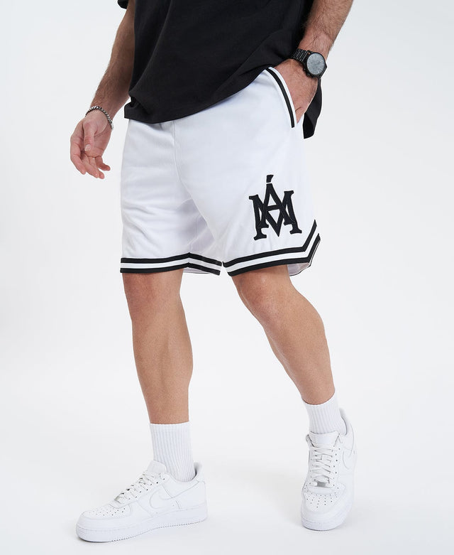 model wears Banner Basketball Shorts White Shorts White - image 1