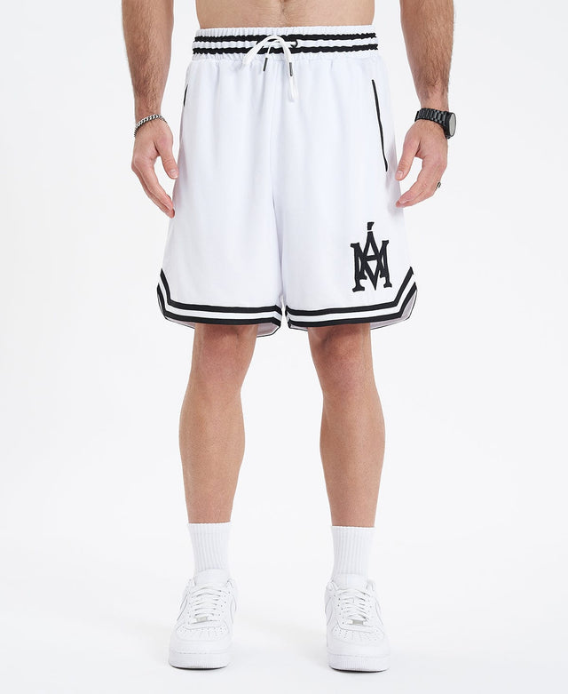 model wears Banner Basketball Shorts White Shorts White - image 7