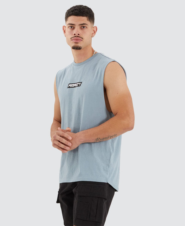 Americain Belem Scoop Back Muscle Tee Lead Grey