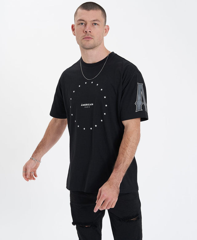 model wears Bond Box Fit T-Shirt Jet Black T-Shirts Black - image 4