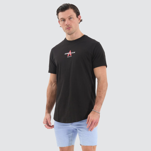 model wears Celeborn Dual Curved Tee Jet Black T-Shirts Black - image 2
