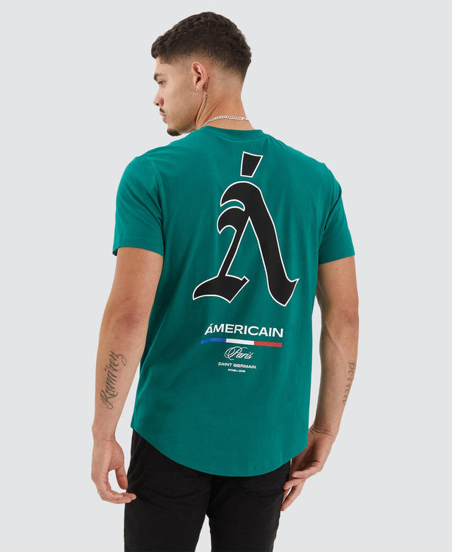 model wears Centeno Dual Curved Tee Alpine Green T-Shirts Green - image 1