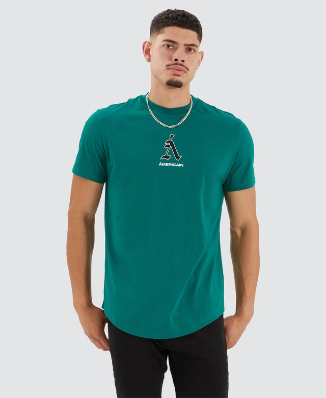 model wears Centeno Dual Curved Tee Alpine Green T-Shirts Green - image 2
