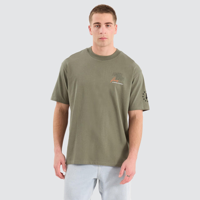 model wears Chrono Forge Box Fit Tee Agave Green T-Shirts Green - image 2