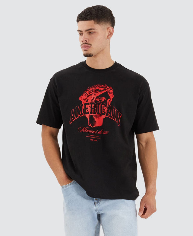 model wears Classon Heavy Box Fit Tee Jet Black T-Shirts Black - image 1