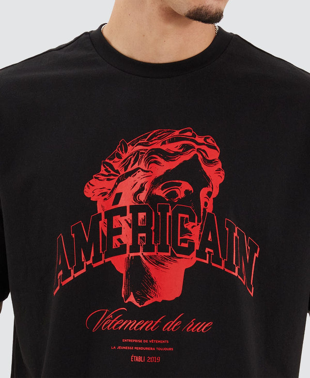 model wears Classon Heavy Box Fit Tee Jet Black T-Shirts Black - image 2