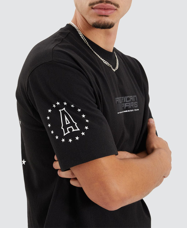 model wears Espirito Heavy Box Fit T-Shirt Jet Black T-Shirts Black - image 3
