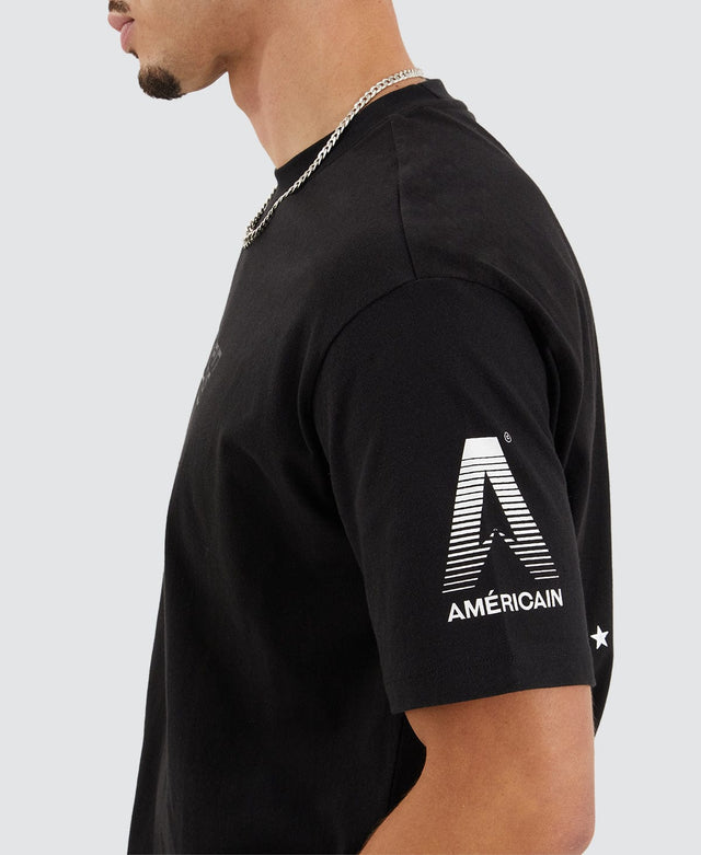 model wears Espirito Heavy Box Fit T-Shirt Jet Black T-Shirts Black - image 4