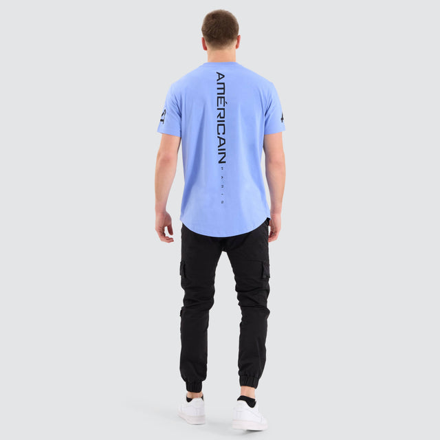 model wears Faramir Dual Curved Tee Vista Blue T-Shirts Blue - image 5
