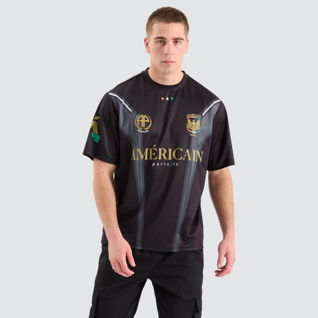 model wears Galactic Football Jersey Jet Black T-Shirts Black - image 1