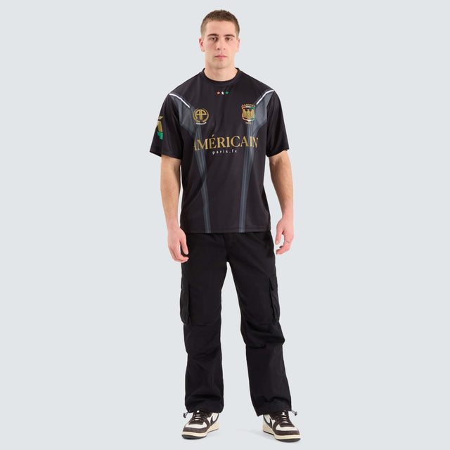 model wears Galactic Football Jersey Jet Black T-Shirts Black - image 2