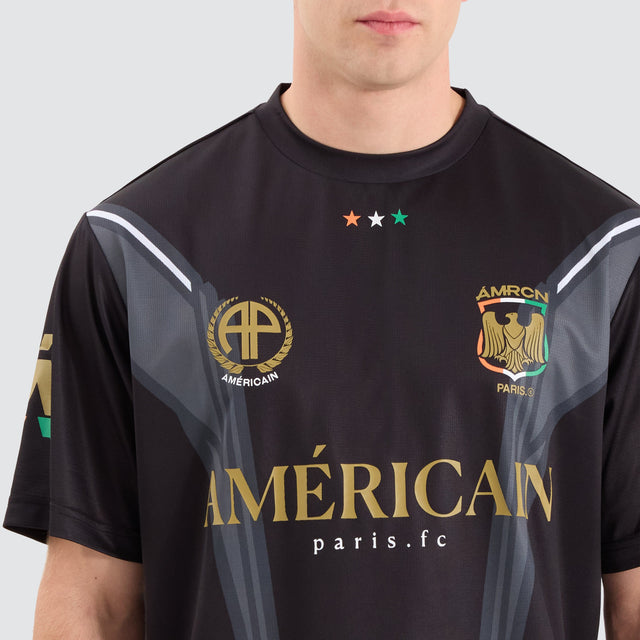 model wears Galactic Football Jersey Jet Black T-Shirts Black - image 3