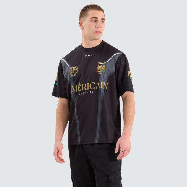 model wears Galactic Football Jersey Jet Black T-Shirts Black - image 4