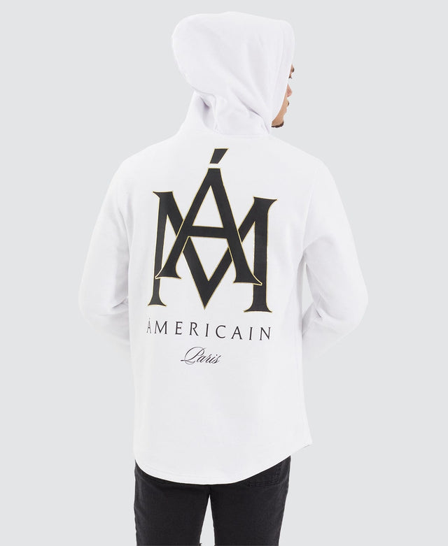 Americain Ipamen Heavy Dual Curved Hooded Jumper Optical White