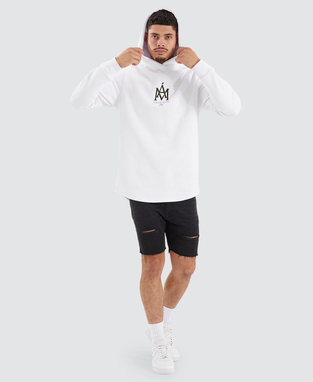 Americain Ipamen Heavy Dual Curved Hooded Jumper Optical White