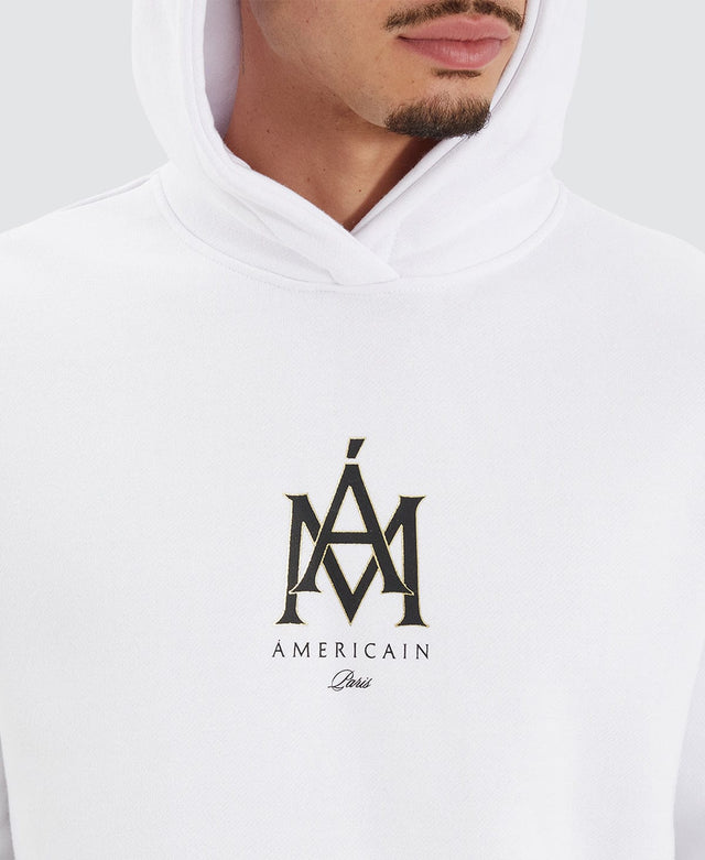 Americain Ipamen Heavy Dual Curved Hooded Jumper Optical White