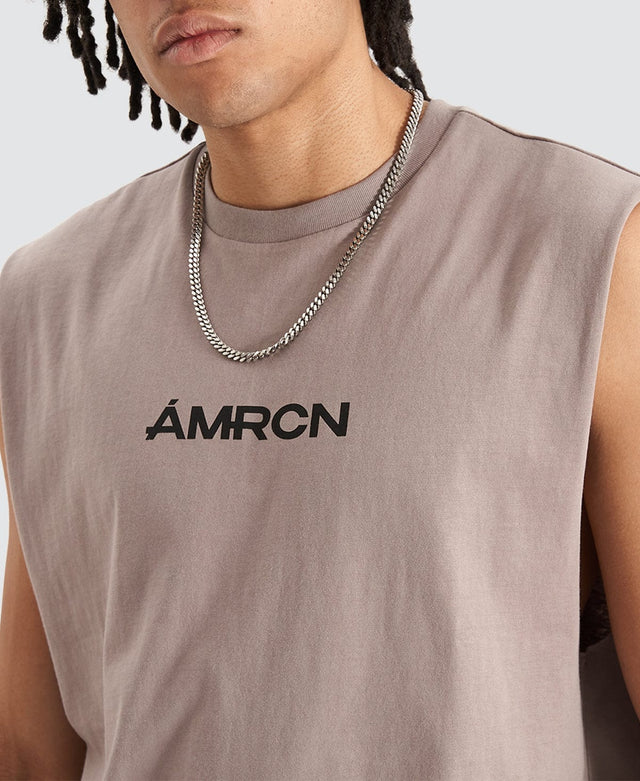 Americain Louvre Relaxed Fit Muscle Tee Driftwood Brown