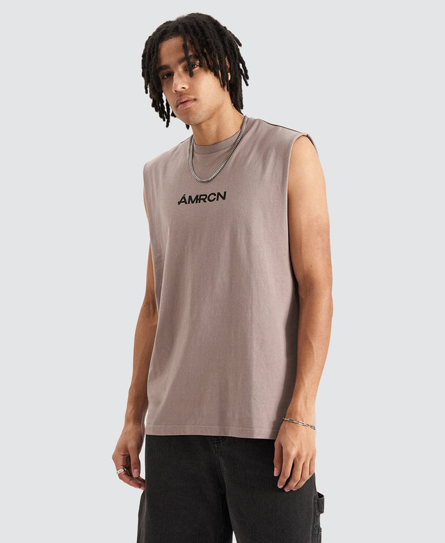Americain Louvre Relaxed Fit Muscle Tee Driftwood Brown