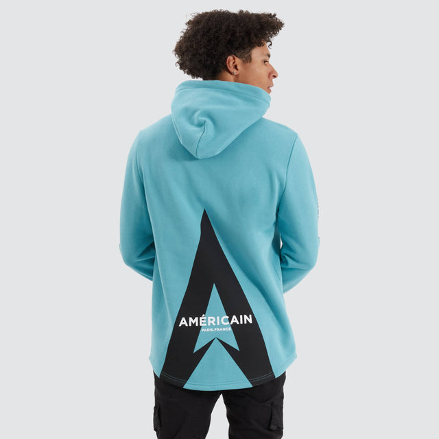 model wears Norge Heavy Dual Curved Hoodie Porcelain Blue Hoodies Blue - image 1