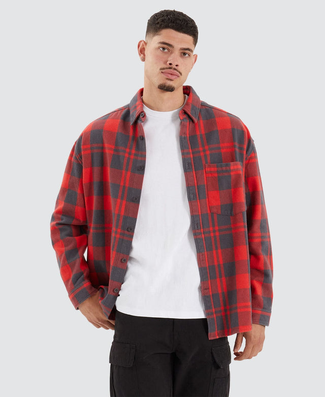 Americain Passo Relaxed Drop Shoulder LS Shirt Iron Flame Check