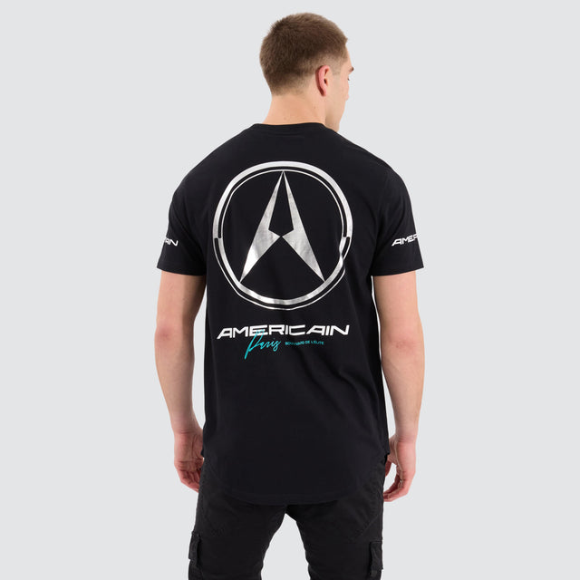 model wears Peregrin Dual Curved Tee Jet Black T-Shirts Black - image 1