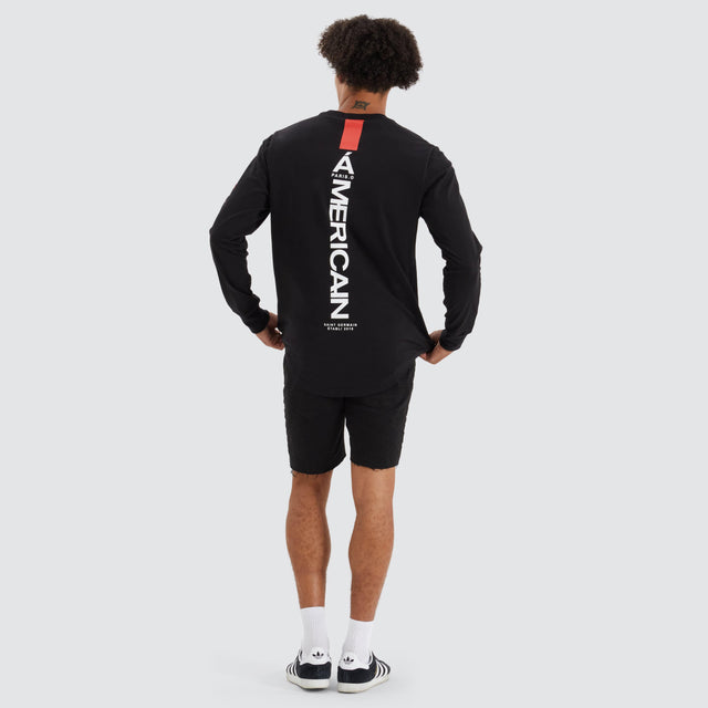 model wears Radville Heavy Cape Back Long Sleeve Tee Jet black Longsleeve T-Shirts Black - image 5