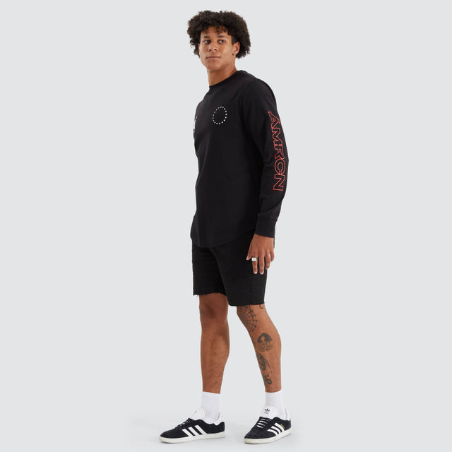 model wears Radville Heavy Cape Back Long Sleeve Tee Jet black Longsleeve T-Shirts Black - image 4