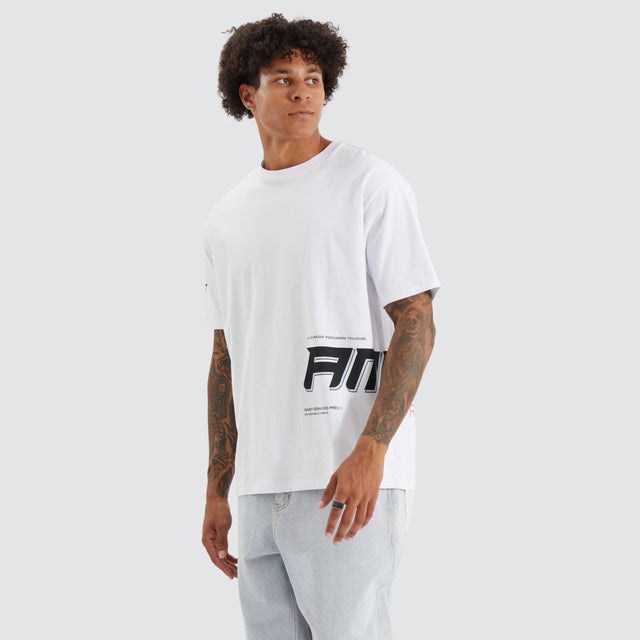 model wears Raymond Heavy Box Fit Tee Optical White T-Shirts White - image 1