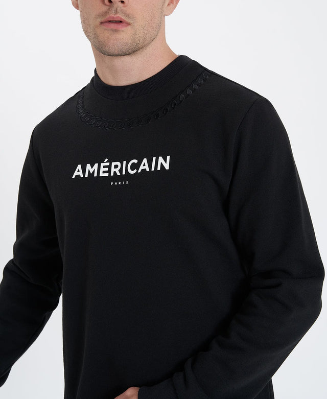 model wears Reap Dual Curved Jumper Jet Black Jumpers Black - image 2
