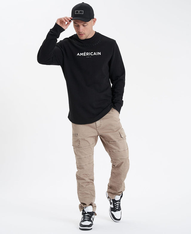 model wears Reap Dual Curved Jumper Jet Black Jumpers Black - image 4