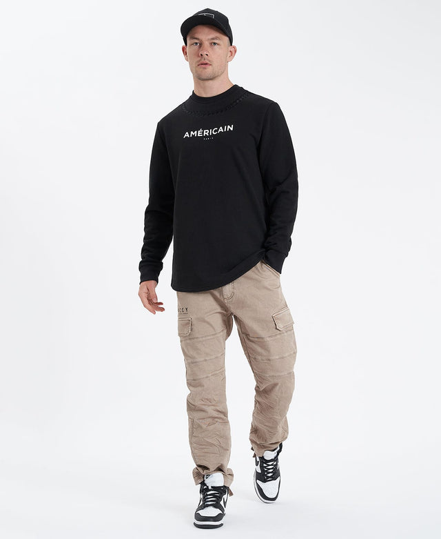 model wears Reap Dual Curved Jumper Jet Black Jumpers Black - image 1
