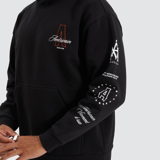 model wears Redvers Heavy Relaxed Hoodie Jet Black Hoodies Black - image 3