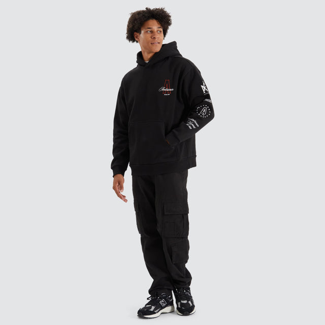 model wears Redvers Heavy Relaxed Hoodie Jet Black Hoodies Black - image 4